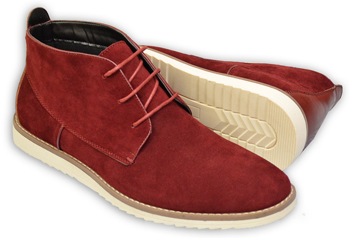 burgundy Vegan Suede Casual Chukka Boots