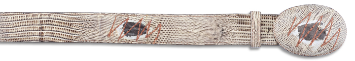 Los Altos Rustic Brown Genuine Lizard W/Patchs Cowboy Belt C11P0785