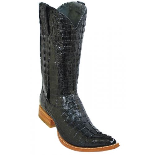 Los Altos Black All-Over Genuine Crocodile Tail 3X Toe Cowboy Boots 1958005