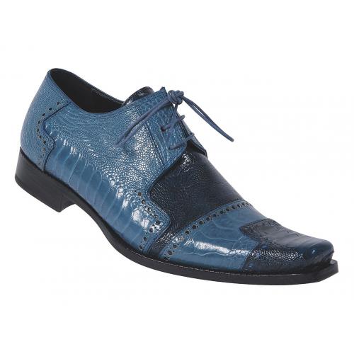 Mauri "Renaissance" 44182 Wonder Blue / Jeans All-Over Genuine Ostrich Leg Skin Shoes