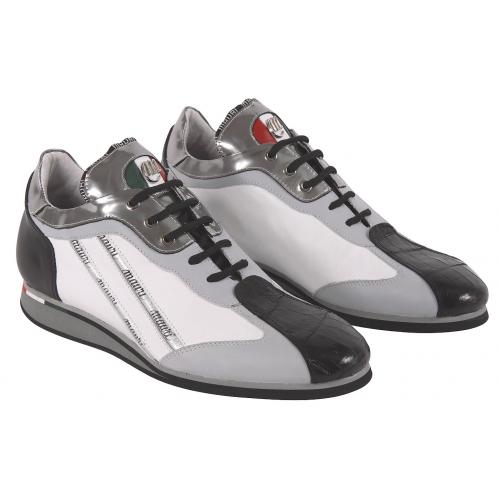 Mauri "Connoiseur" 8869 Light Grey / Charcoal Genuine Crocodile Nappa Sneakers