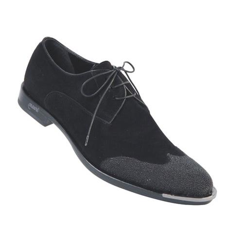 Mauri 4395 Black Genuine Stingray / Suede Oxford Shoes