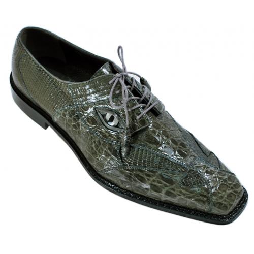 Romano "Mojo/1" Medium Grey Genuine Crocodile / Lizard With Eyes Shoes