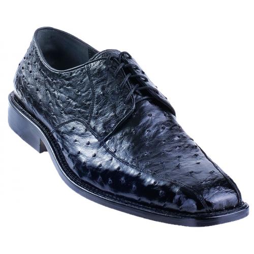 Los Altos Black All-Over Genuine Ostrich Shoes With Laces ZV030305