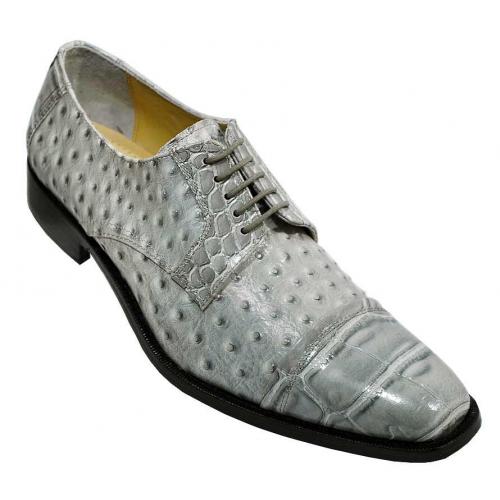 Liberty Silver Grey Alligator / Ostrich Print Shoes #631