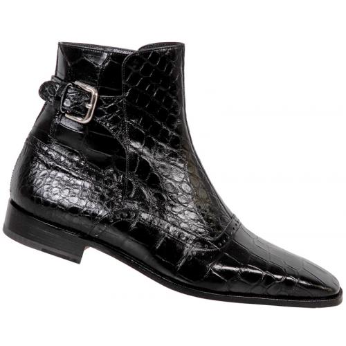 Mauri 4398 Black Genuine All-Over Baby Alligator Boots With Ankle ...