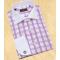 Steven Land White / Tan With Lavender/ Plum Windowpanes With Spread Collar / White French Cuffs 100% Cotton Dress Shirt DS1004