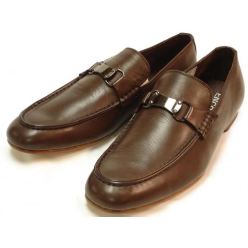 Encore By Fiesso Brown Genuine Leather Loafer Shoes With Bracelet FI3017