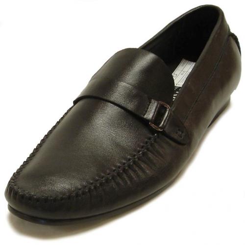 Encore By Fiesso Black Genuine Leather Loafer Shoes FI3058