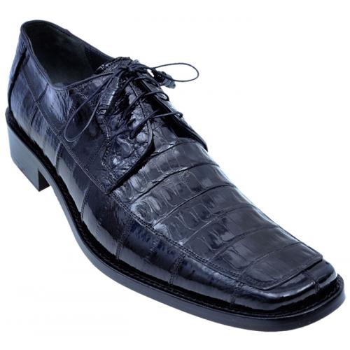 Los Altos Black Genuine All-Over Crocodile Belly & Eel Shoes With Laces ZV028205