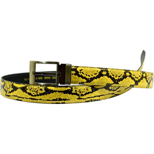 Serpi Yellow / Black Genuine Snake Skin Belt S/30
