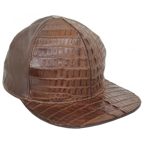 G-Gator Dark Brown Genuine Hornback Alligator/ Lamb  Baseball Hat H1