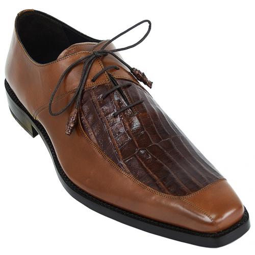 Mezlan "Mcgill" Tan/Cognac Genuine Crocodile / Lambskin Leather Shoes 13651-F