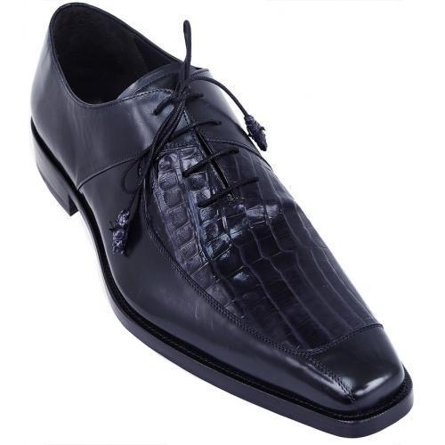 Mezlan "Mcgill" Navy Genuine Crocodile / Lambskin Leather Shoes 13651