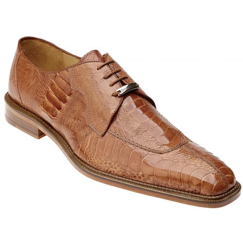 Belvedere "Siena" Burned Amber All-Over Genuine Ostrich Shoes 1463.