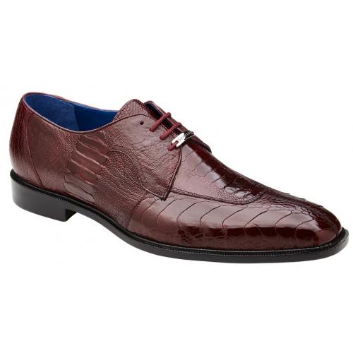 Belvedere "Siena" Dark Burgundy All-Over Genuine Ostrich Shoes 1463.