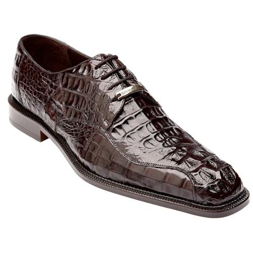 Belvedere "Chapo" Brown All-Over Genuine Exotic Hornback Crocodile Shoes 1465.