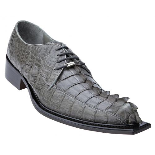 Belvedere "Zeno" Grey All-Over Hornback Crocodile With Crocodile Tail Shoes 3400.