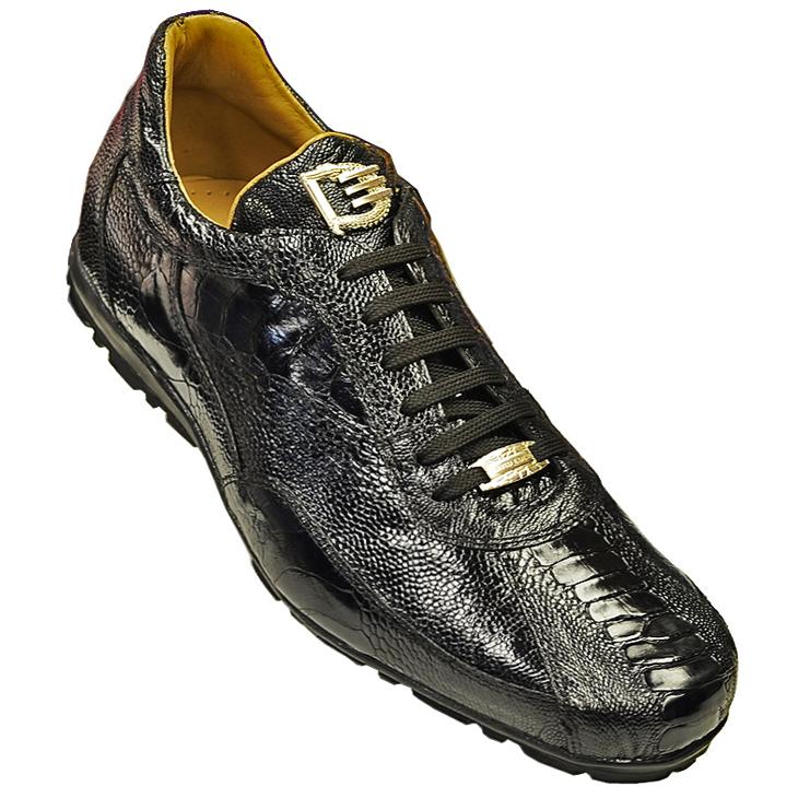 David Eden M3194 Black Genuine All-Over Ostrich Casual Sneakers - $149. ...