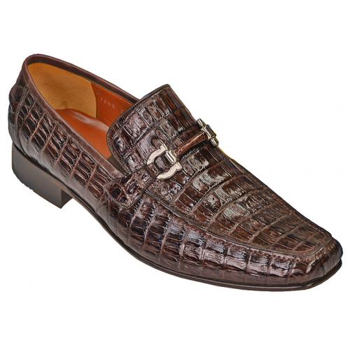 Los Altos Brown Genuine All-Over Crocodile Loafer Shoes 1ZV108207