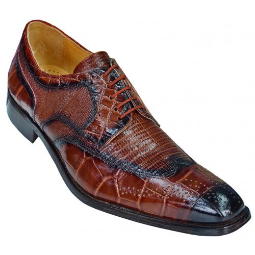 Giorgio Brutini Medium Brown Alligator / Lizard Print Shoes 210594