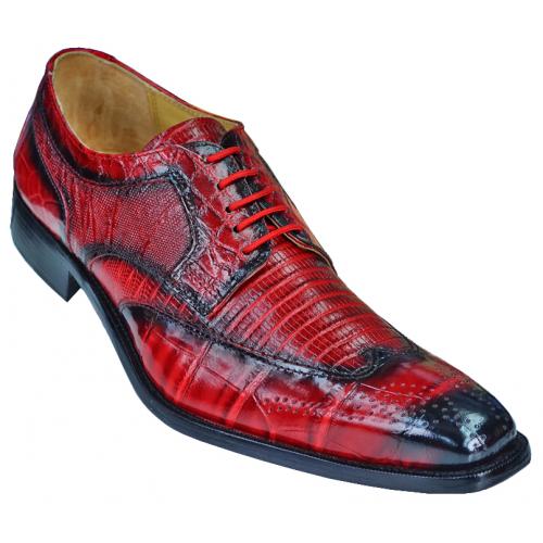 Giorgio Brutini Red / Black Alligator / Lizard Print Shoes 210590