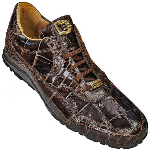 David Eden Pirate Brown Genuine All-Over Alligator Casual Sneakers ...
