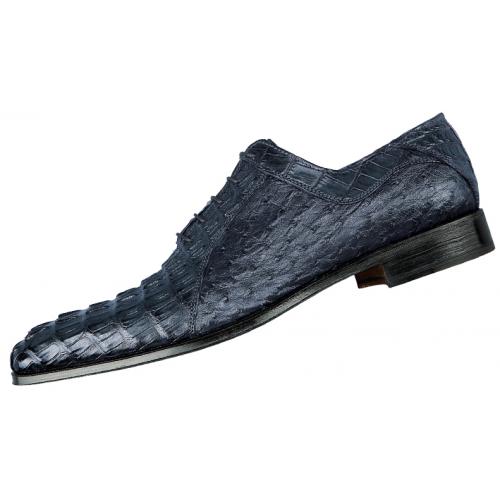 Fennix Navy Blue Genuine Hornback Crocodile / Ostrich Shoes 3369