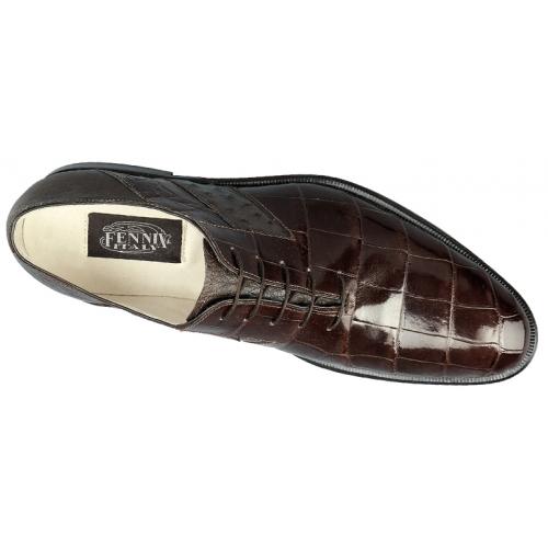 Fennix Italy Chocolate Genuine Alligator / Ostrich Shoes 3432