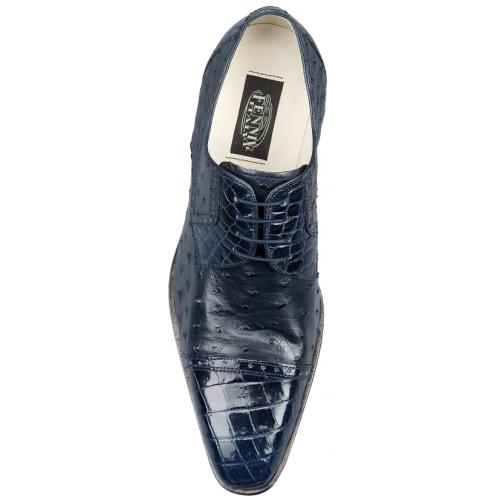 Fennix 3241 Navy Blue Genuine Alligator / Ostrich Shoes