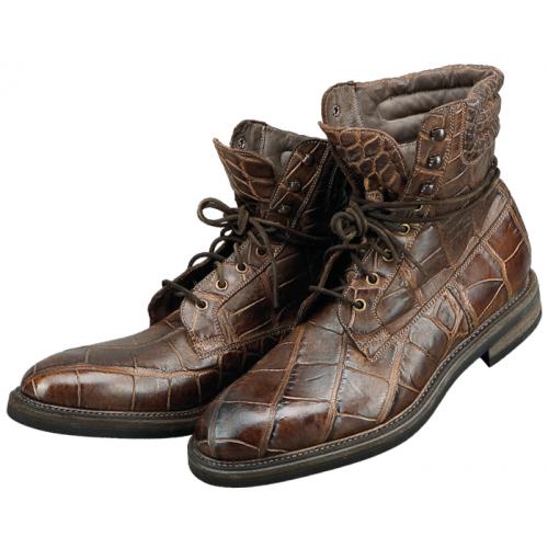 Fennix Dark Brown All-Over Genuine Alligator Washed Boots 3321
