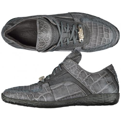 Fennix Grey Genuine Washed Alligator / Lizard Sneakers 3402