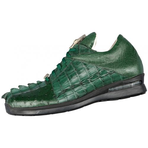 Fennix Green Genuine Hornback Crocodile / Ostrich Sneakers 3437