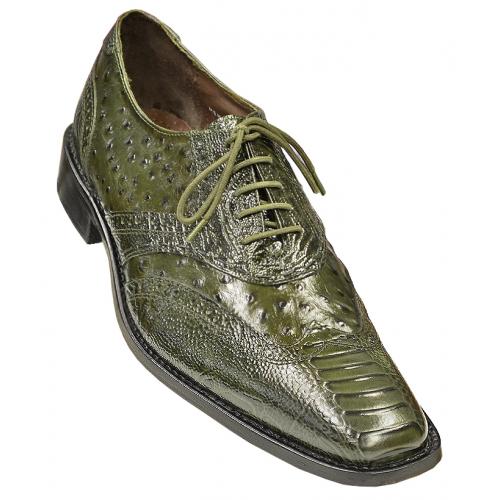 Stacy Adams "Armento" All-Over Olive Green Ostrich Print Shoes 24777
