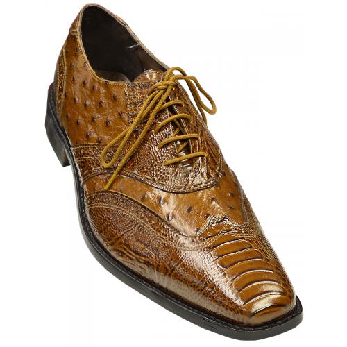 Stacy Adams "Armento" All-Over Mustard Ostrich Print Shoes 24777