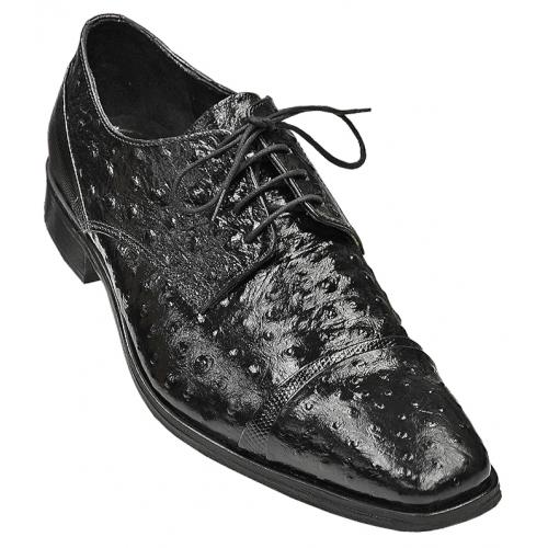 Stacy Adams "Amori" All-Over Black Ostrich Print Shoes 24776