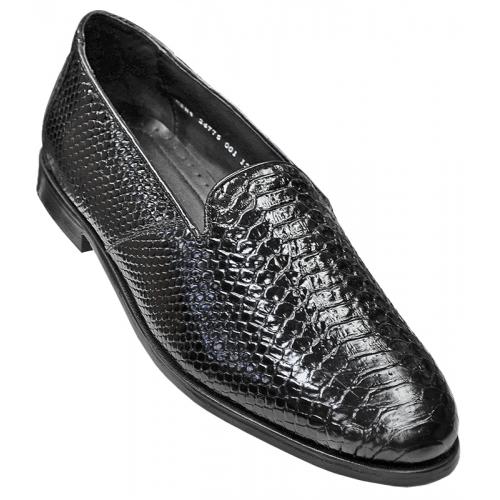 Stacy Adams "Sabato" Black Python Snake Skin Print Loafer Shoes