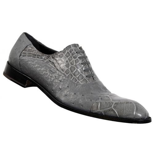 Mauri  "Leisurely" 4059 Medium Grey Genuine Alligator / Ostrich Shoes