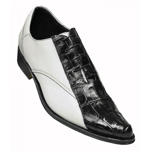 Mauri M750/1 Black Genuine Crocodile / White Calf Pointed Toe Shoes ...