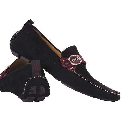 Mauri  "Radiator Cap" Black / Ruby Red Genuine Suede Casual Shoes