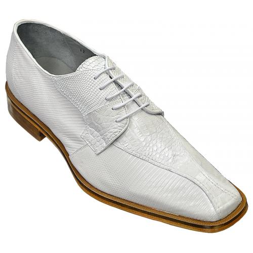 Belvedere "Rossi" White Genuine Crocodile / Lizard Shoes