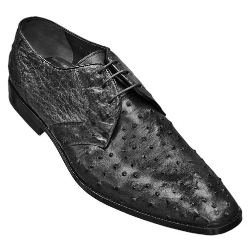 Los Altos Black All-Over Genuine Ostrich Shoes ZV080305