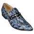 Fiesso Stone Blue Genuine Patent Leather Alligator Print Loafer Shoes FI3098.