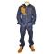 Prestige Navy Blue With Gold / Cognac Hand Embroidered 100% Cotton Denim 2 PC Outfit DNS-358