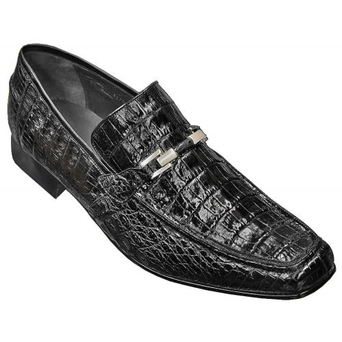Los Altos Black Genuine Hornback Crocodile Loafer Shoes ZV108205