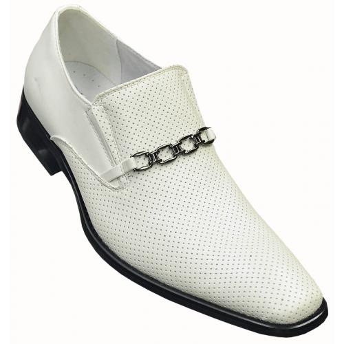 Giorgio Brutini White Perforated Loafer Dress Shoes B100236-1
