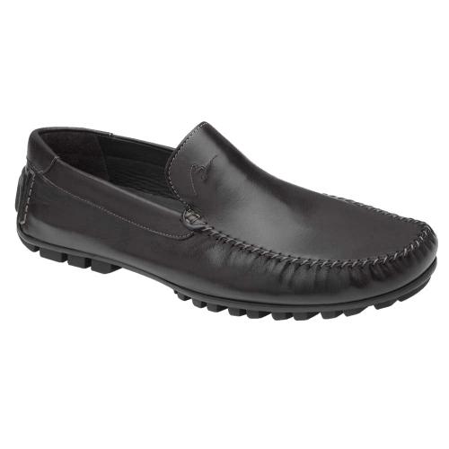 Bacco Bucci "Enrico" Black Genuine Hand Rubbed Italian Calfskin Loafer Shoes 7437-44.
