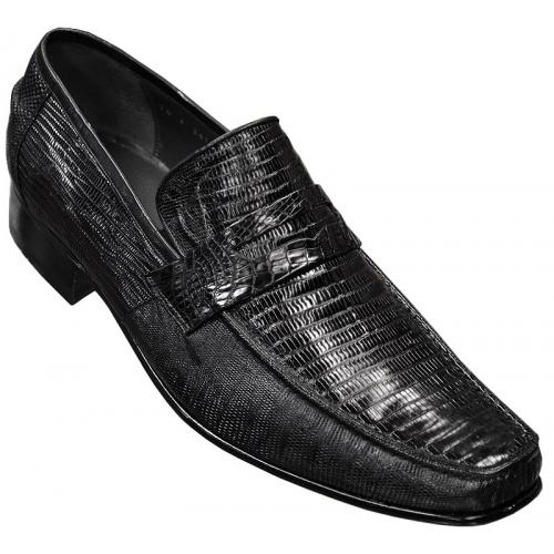 Los Altos Black Genuine Lizard / Crocodile Loafer Shoes ZV100705