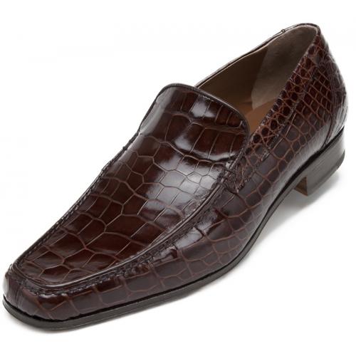Mauri 3972 Golden Rust All-Over Genuine Alligator Loafer Shoes