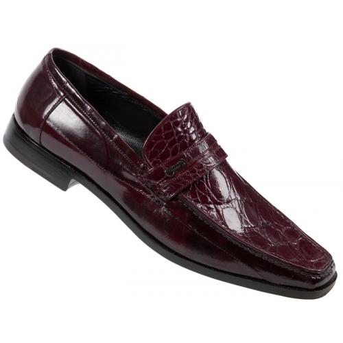 Mauri "3997" Dark Burgundy Genuine Eel / Crocodile Flanks Loafer Shoes